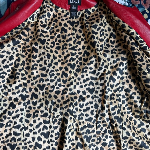 B&J Genuine Red leather jacket size L - Picture 5 of 7